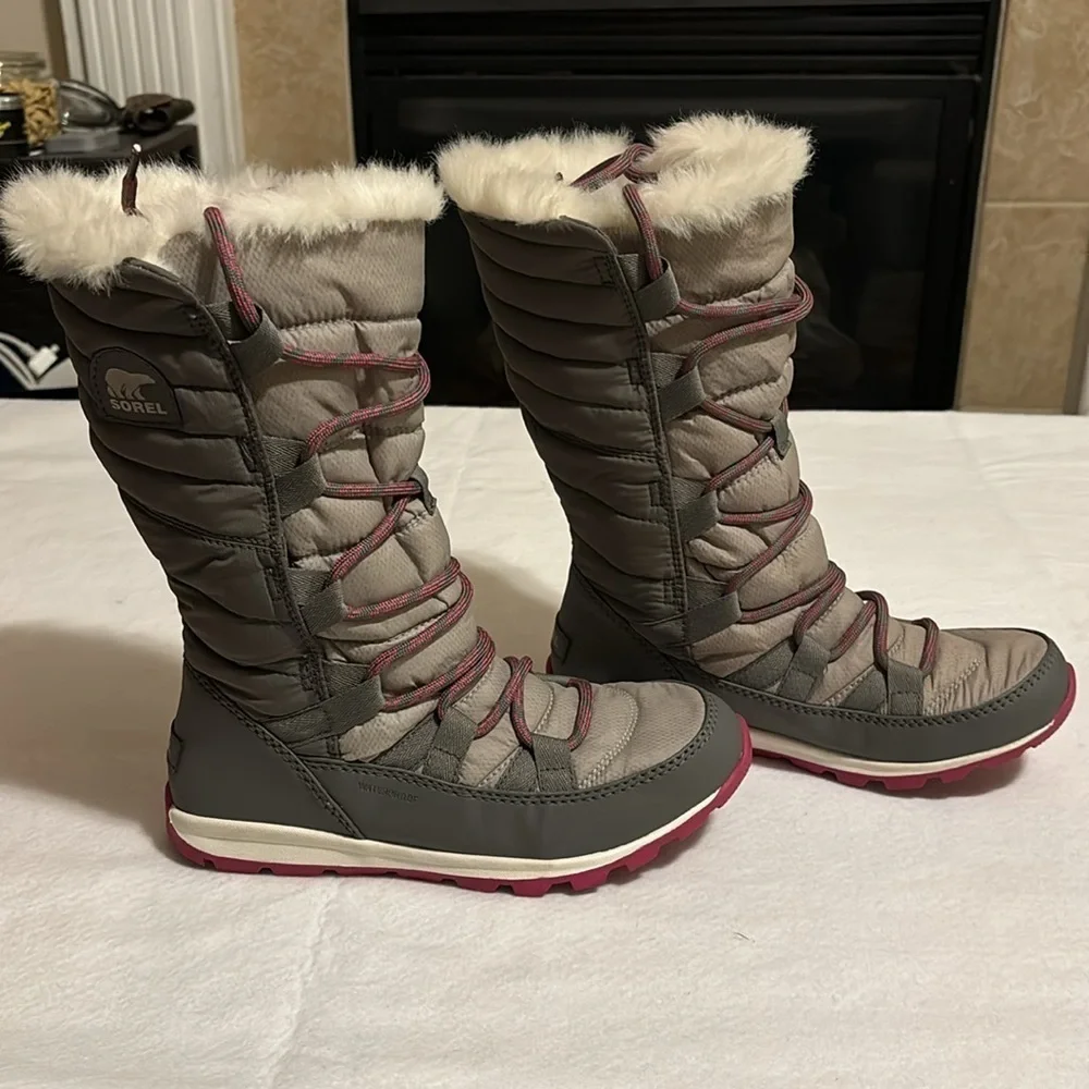 Sorel Whitney Tall Pink Gray Snow boot